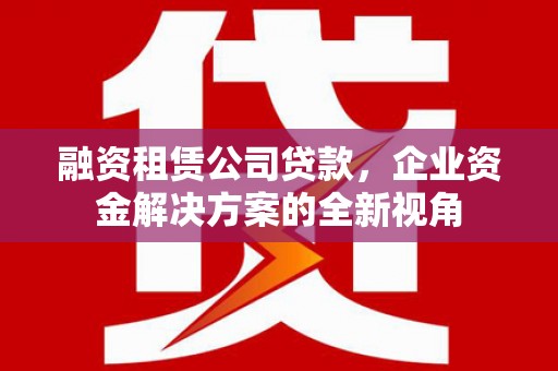 九台融资租赁公司贷款，企业资金解决方案的全新视角
