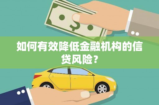 凤城如何有效降低金融机构的信贷风险？