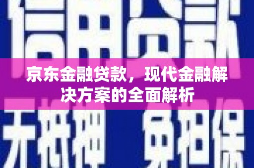 户县京东金融贷款，现代金融解决方案的全面解析