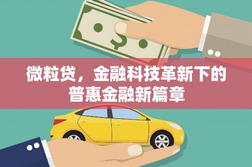 富拉尔基微粒贷，金融科技革新下的普惠金融新篇章